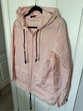 Light Pink Hooded Rain Jacket with Drawcords